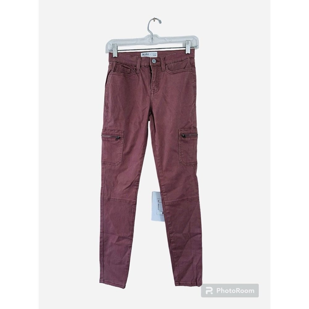 PANTS Mudd Utility Skinny Stretch Mauve Junior's Sz 1 Zippered Pockets